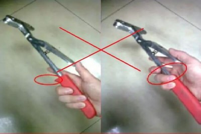 Incorrect use of manual pliers